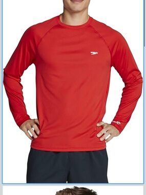 Speedo Red Long Sleeve Swim Tee